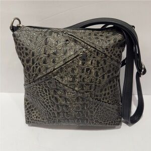 Tom Thomas Black reptile Embossed leather Crossbody Handbag